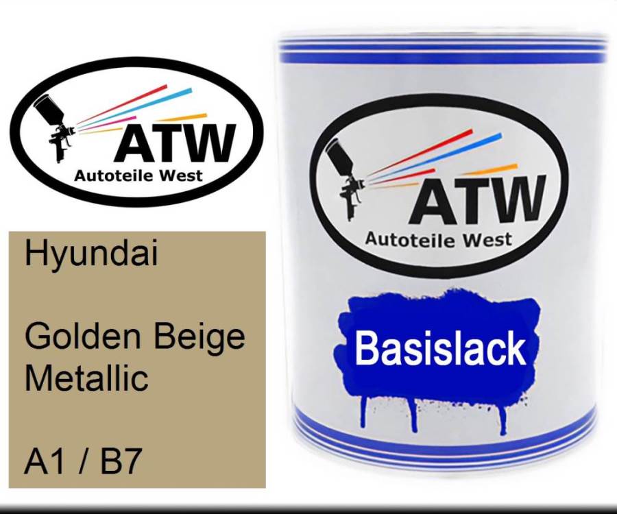 Hyundai, Golden Beige Metallic, A1 / B7: 1L Lackdose, von ATW Autoteile West.